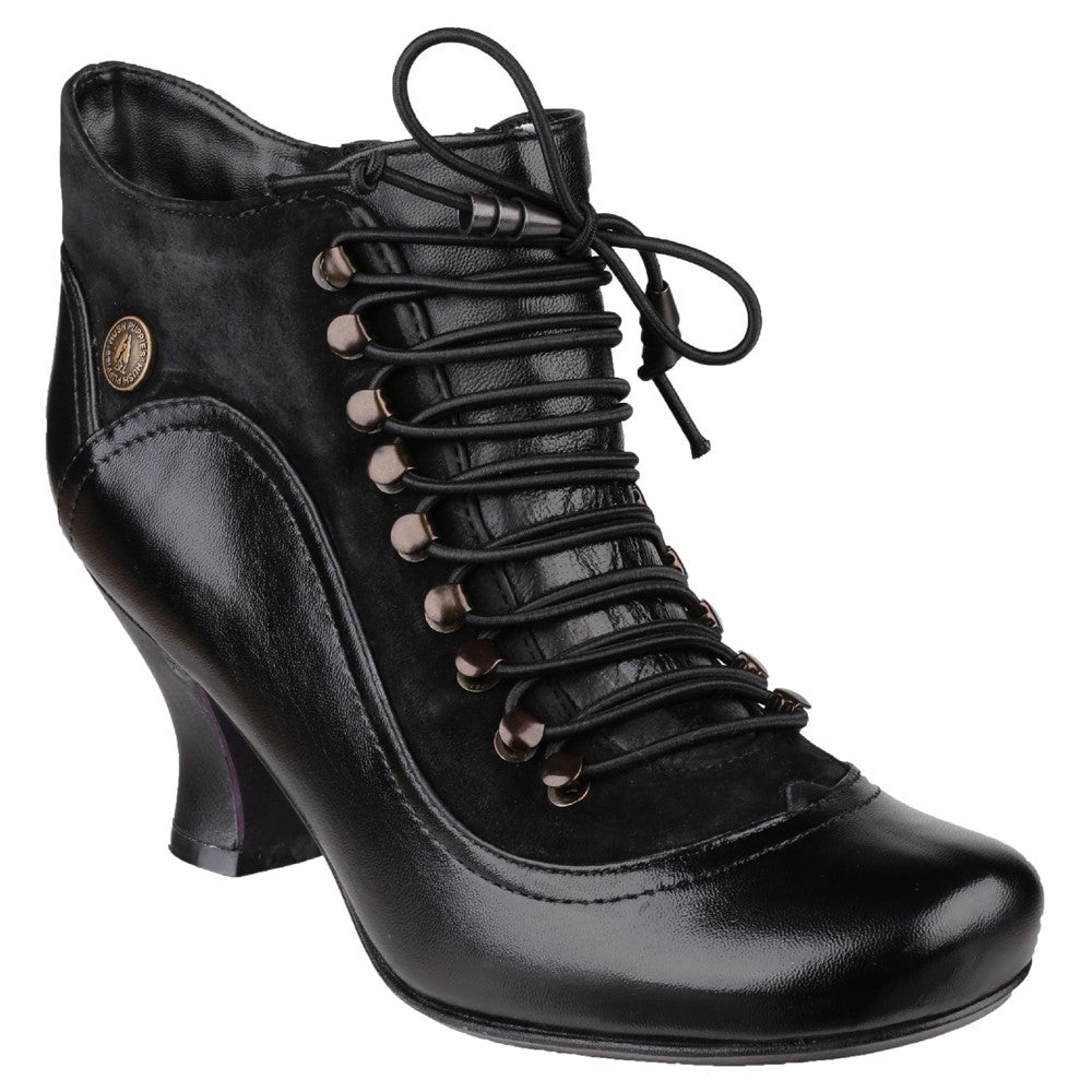 Black Vivianna Lace Up Heeled Boots