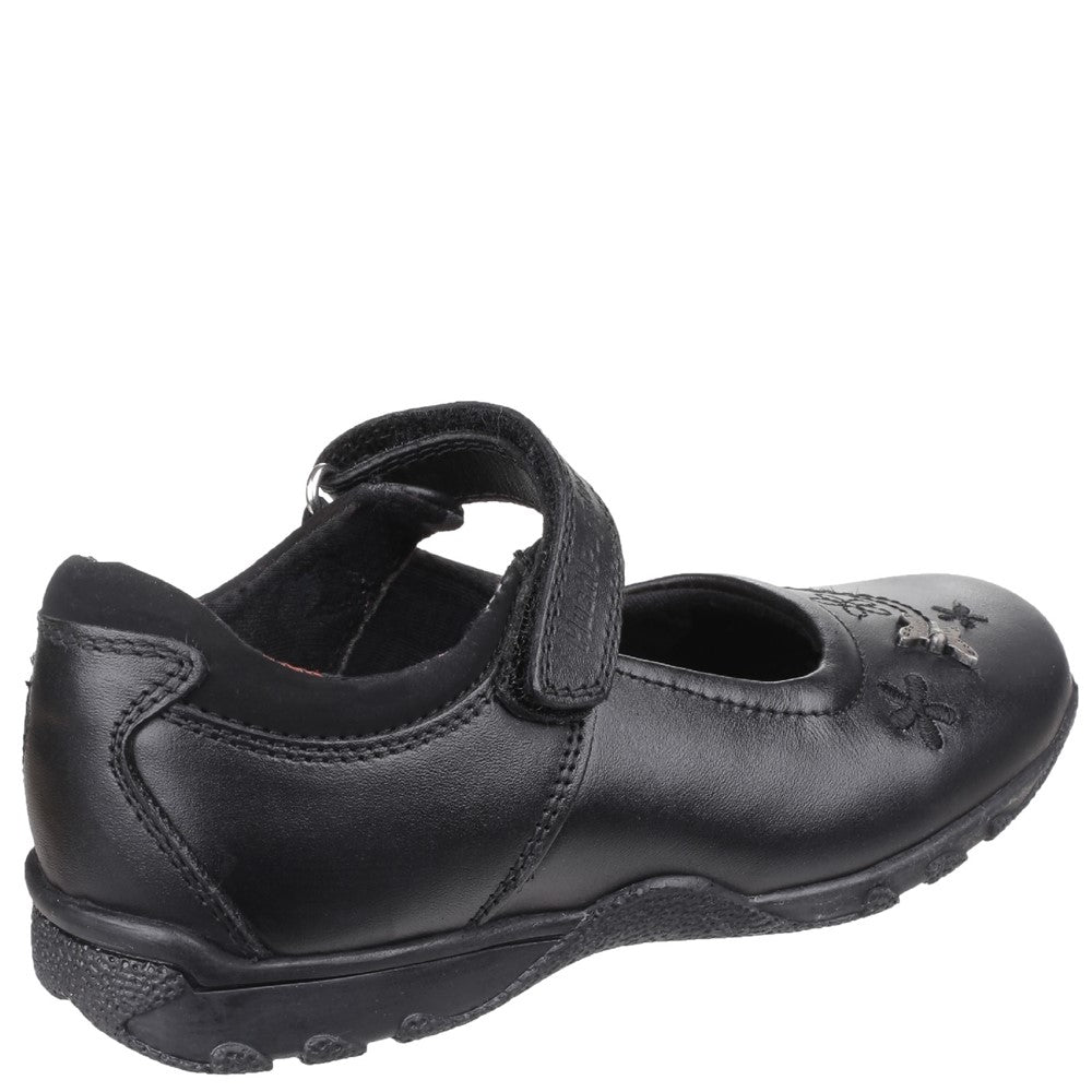 Girls BTS FLFR Black Hush Puppies Clare Junior School Shoe