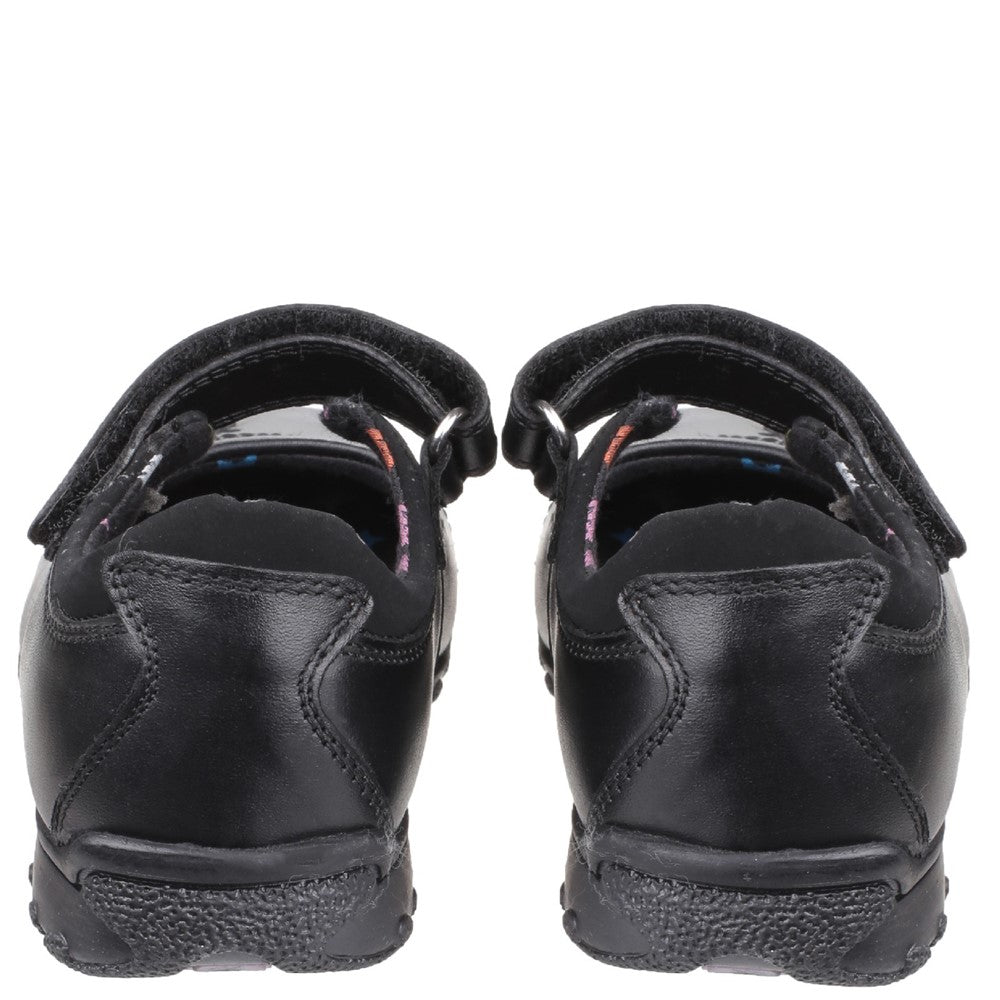 Girls BTS FLFR Black Hush Puppies Clare Junior School Shoe