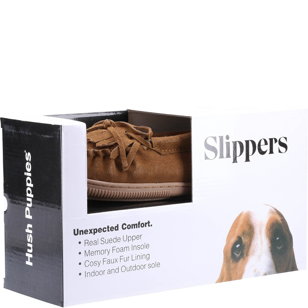 Classic Ladies Slippers Tan Hush Puppies Addy Slip On Slipper