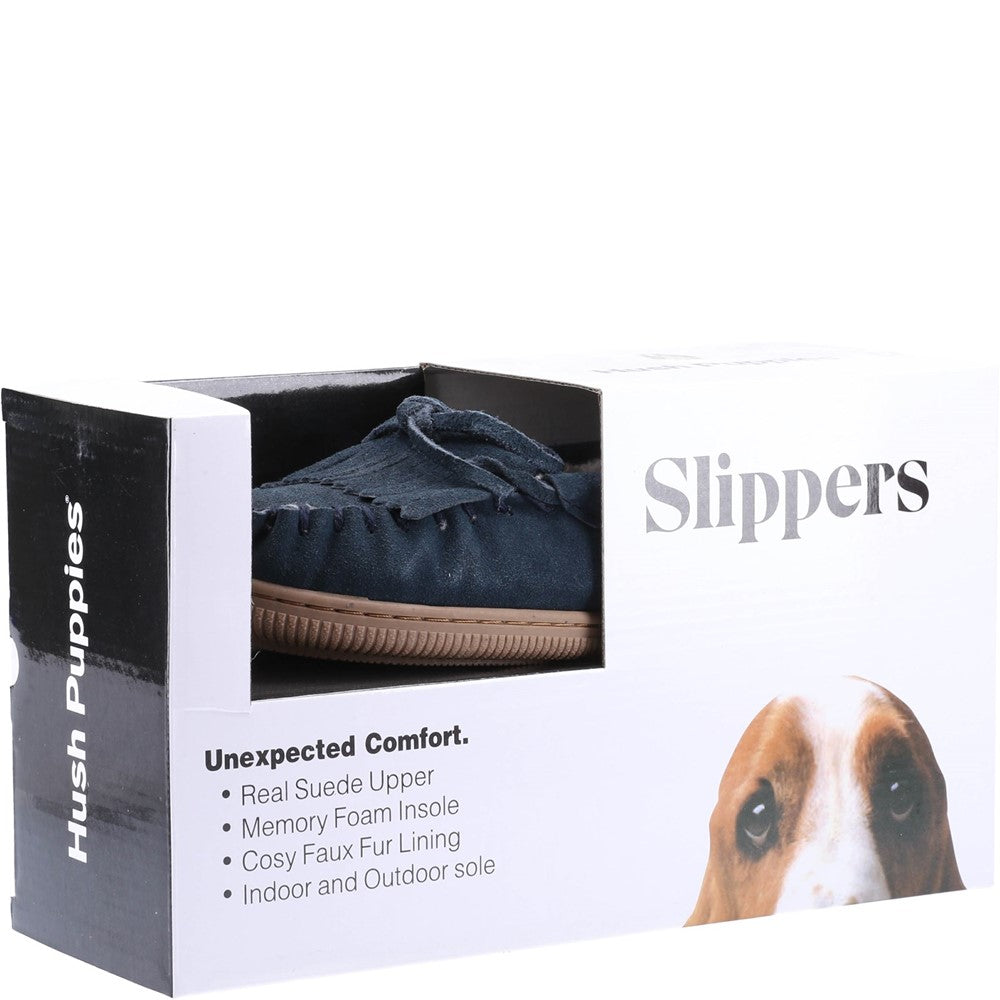 Classic Ladies Slippers Navy Hush Puppies Addy Slip On Slipper