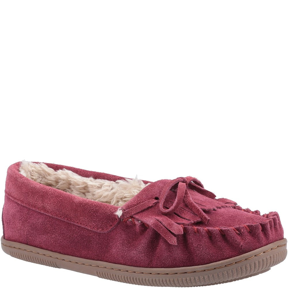 Classic Ladies Slippers Burgundy Hush Puppies Addy Slip On Slipper