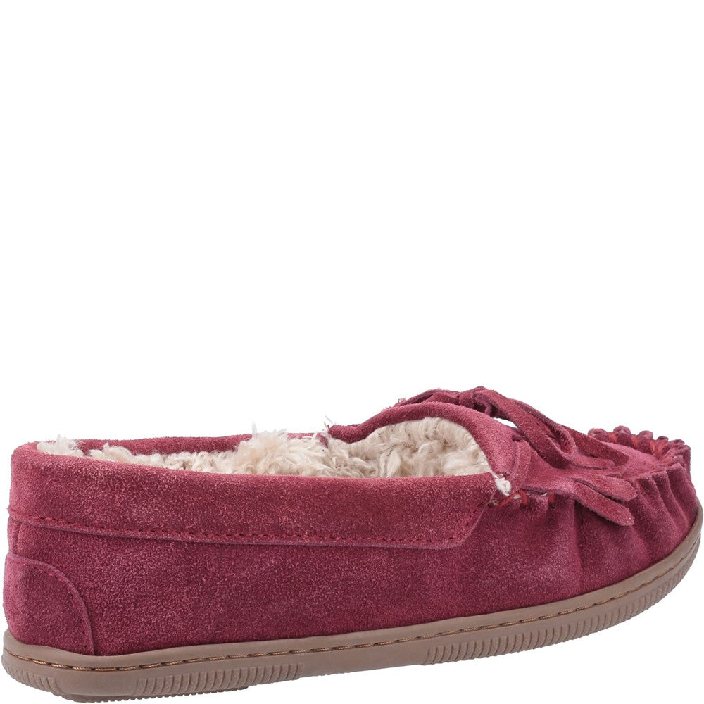 Classic Ladies Slippers Burgundy Hush Puppies Addy Slip On Slipper