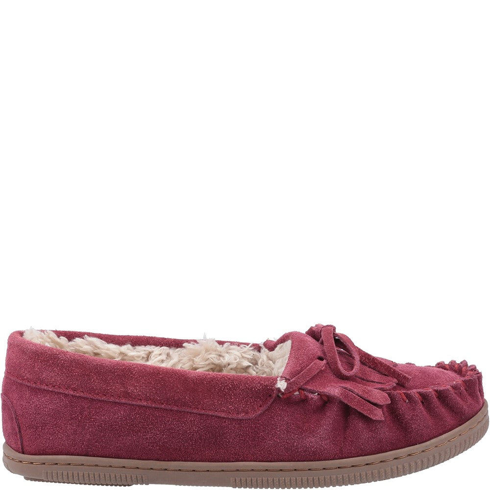 Classic Ladies Slippers Burgundy Hush Puppies Addy Slip On Slipper