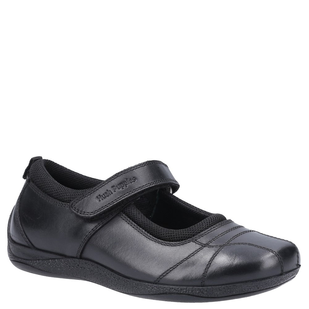 Girls Hush Puppies Black Clara Senior School Shoe Hush Puppies UK