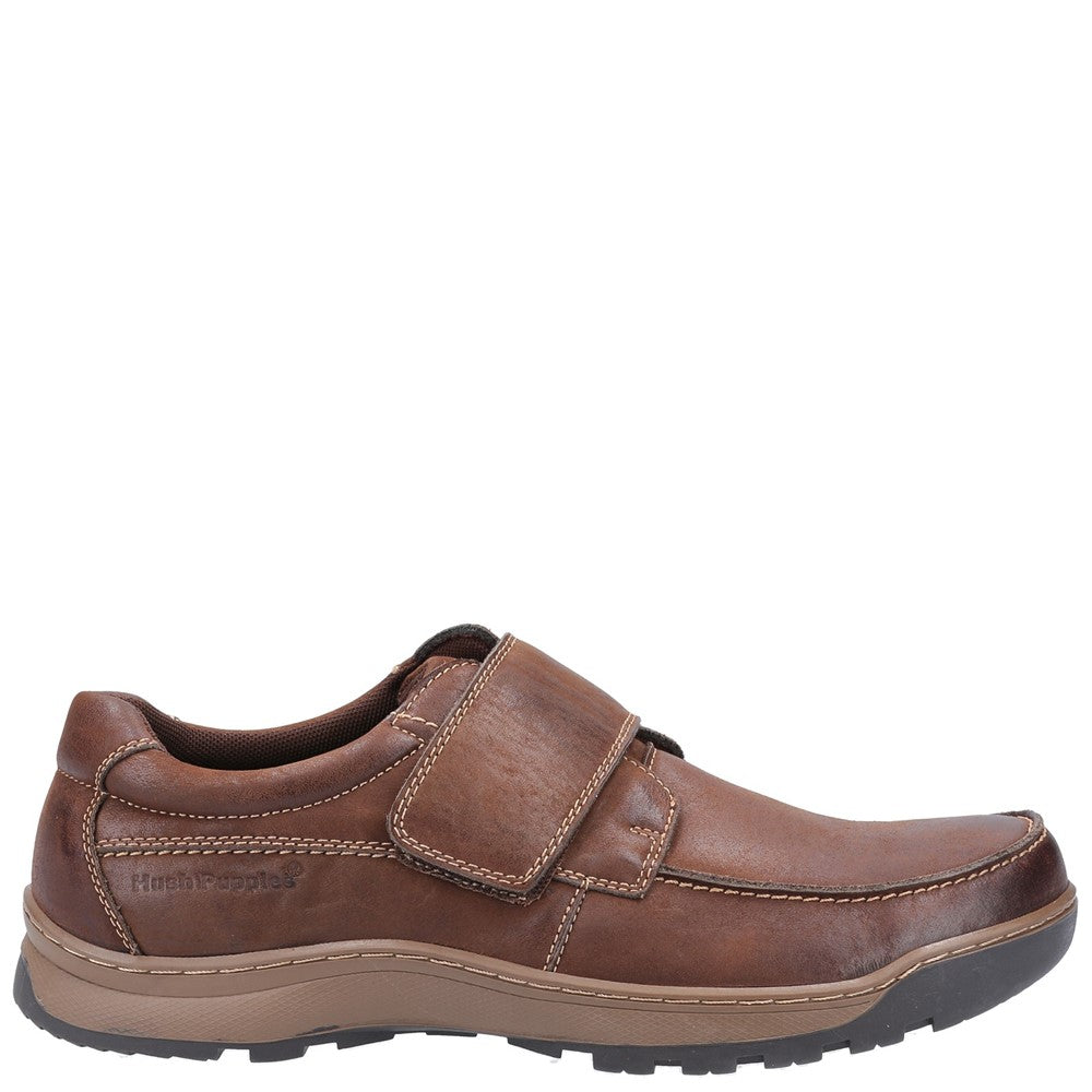 Mens Classic Touch Fastening Shoes Brown Hush Puppies Casper Touch Fastening Shoes