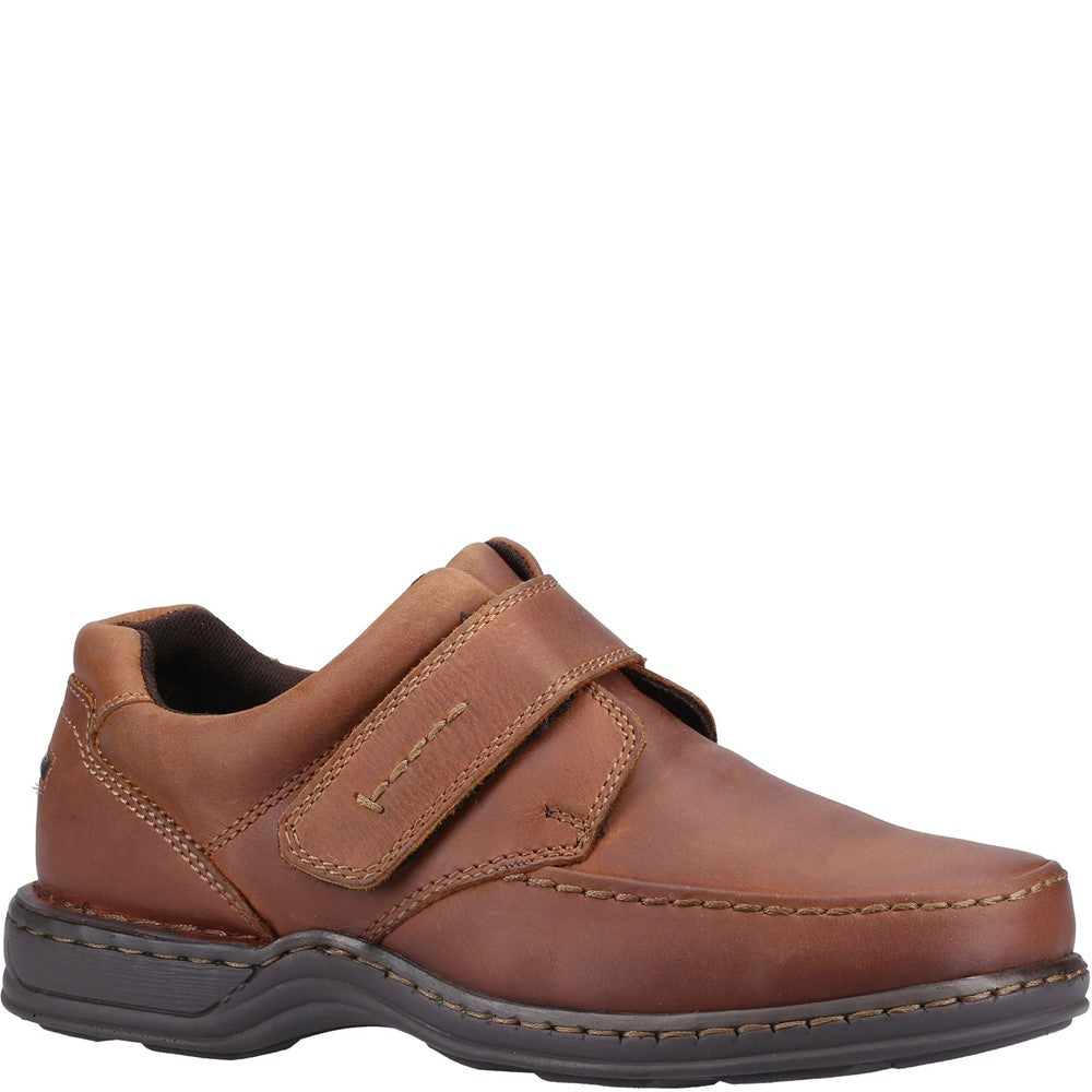 Mens Classic Touch Fastening Shoes Brown Hush Puppies ROMAN Touch Fastening