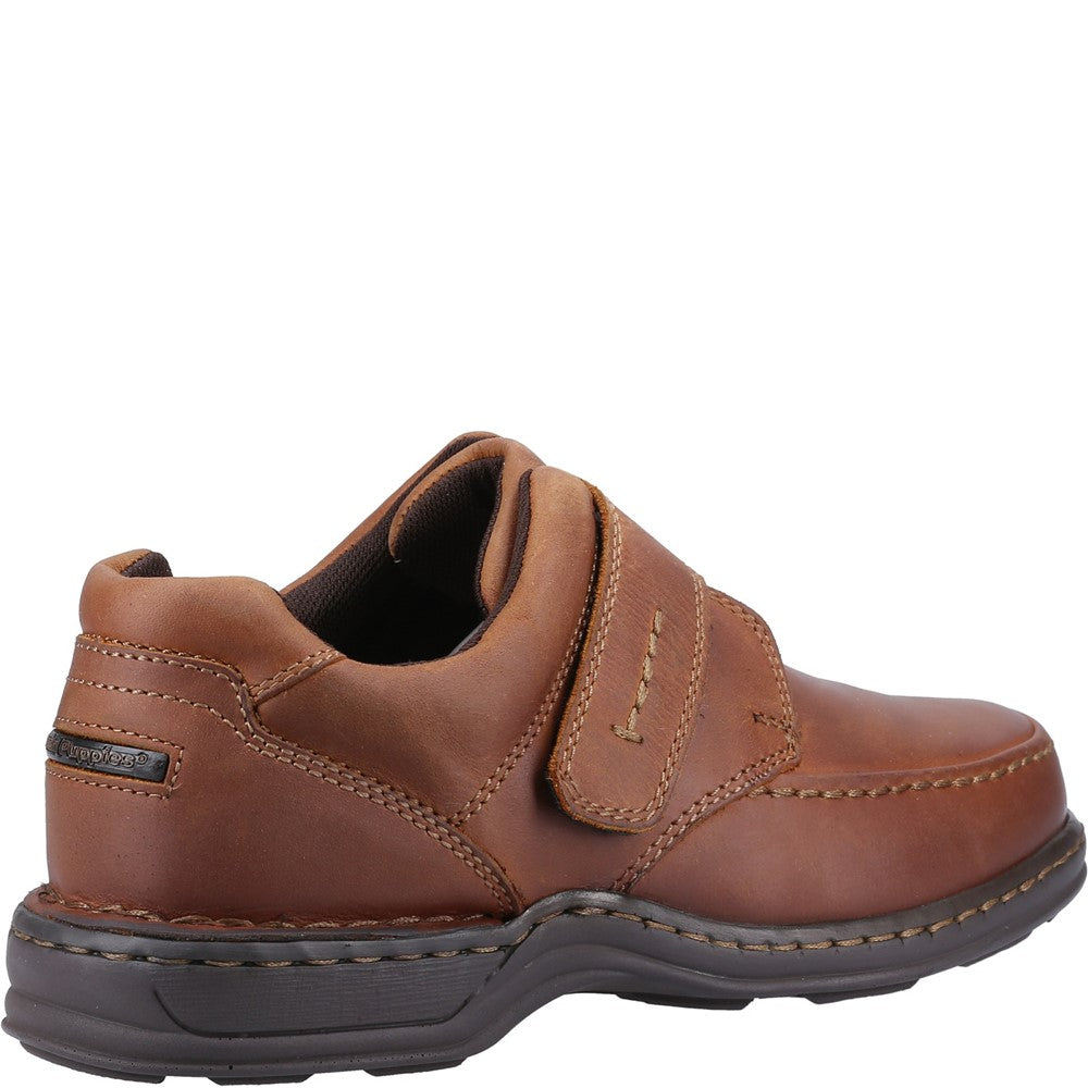 Mens Classic Touch Fastening Shoes Brown Hush Puppies ROMAN Touch Fastening
