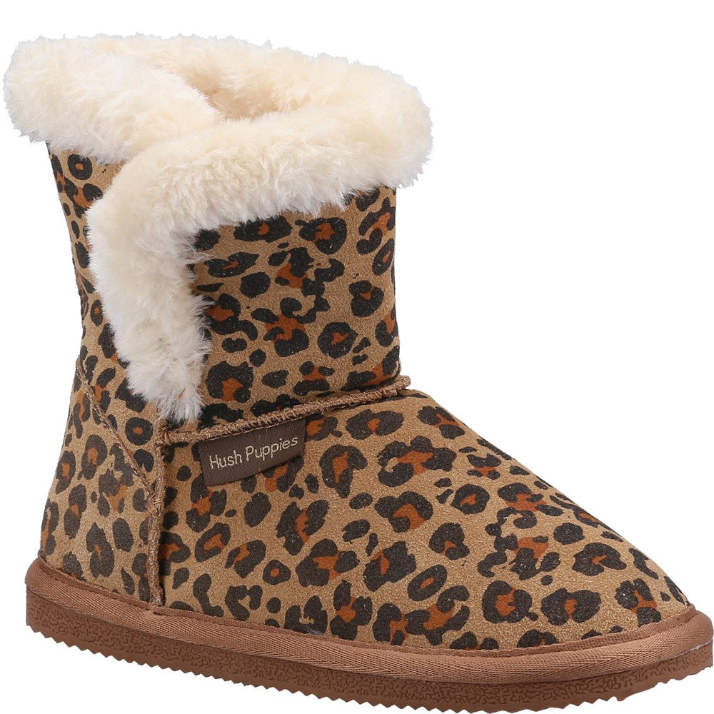 Childrens Slippers Leopard Print Hush Puppies Ashlynn Slipper