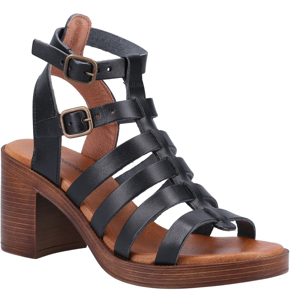 Ladies Heeled Sandals Black Hush Puppies Gloria Gladiator Sandal