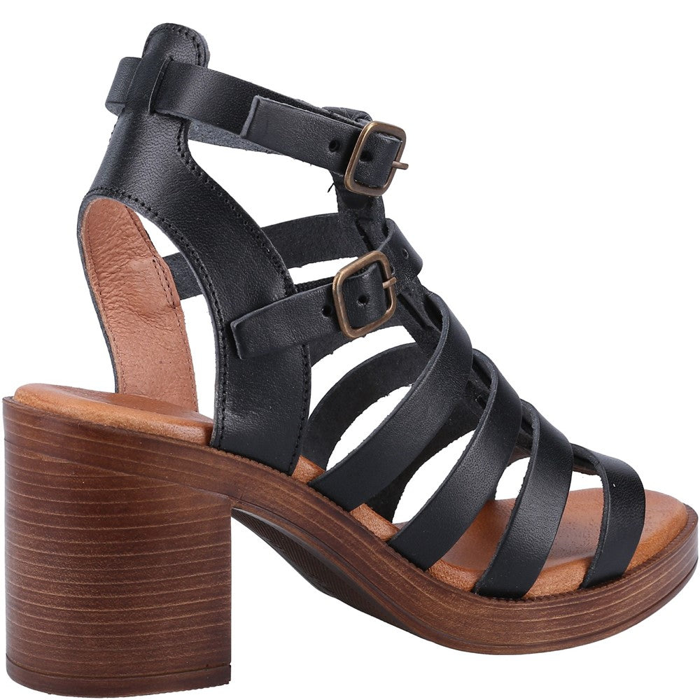 Ladies Heeled Sandals Black Hush Puppies Gloria Gladiator Sandal