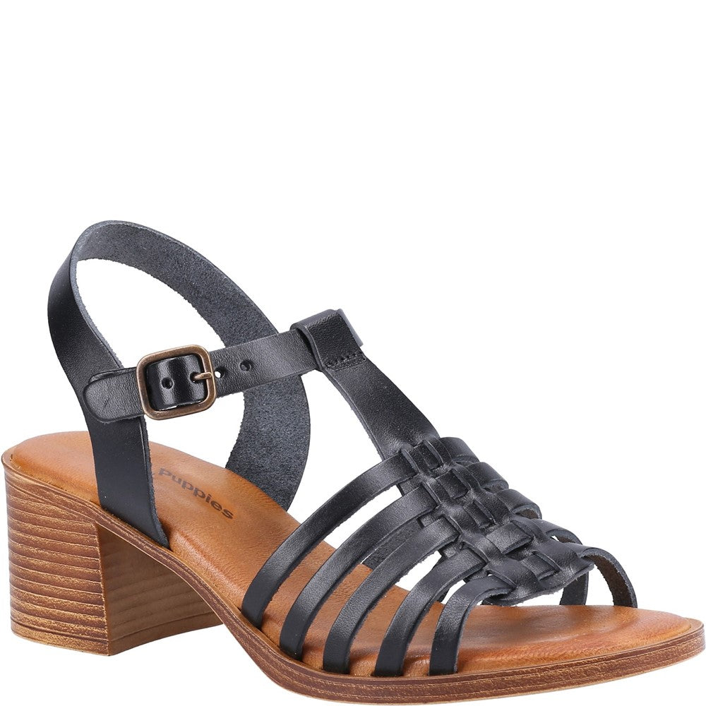 Ladies Heeled Sandals Black Hush Puppies Greta Sandal