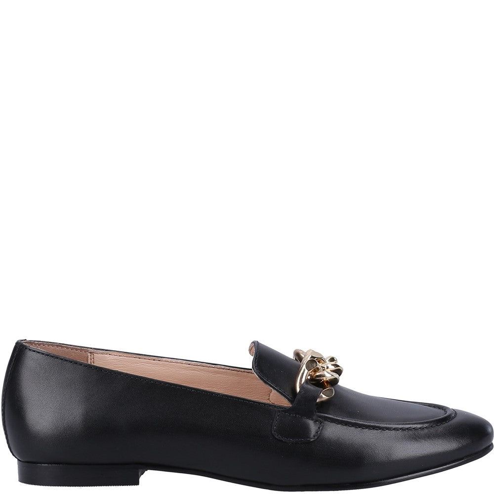 Slip On Ladies Shoes Black Hush Puppies Harper Chain Loafer