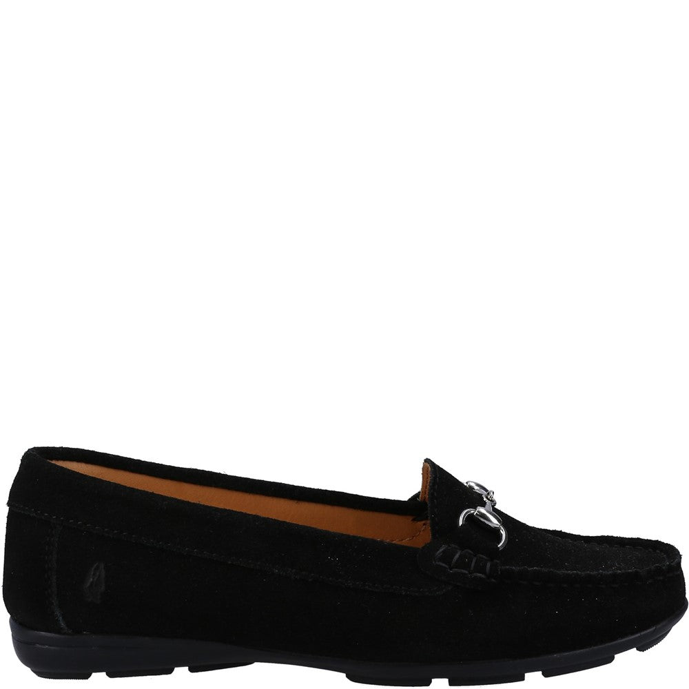 Slip On Ladies Shoes Black Hush Puppies Molly Snaffle Loafer Shoe