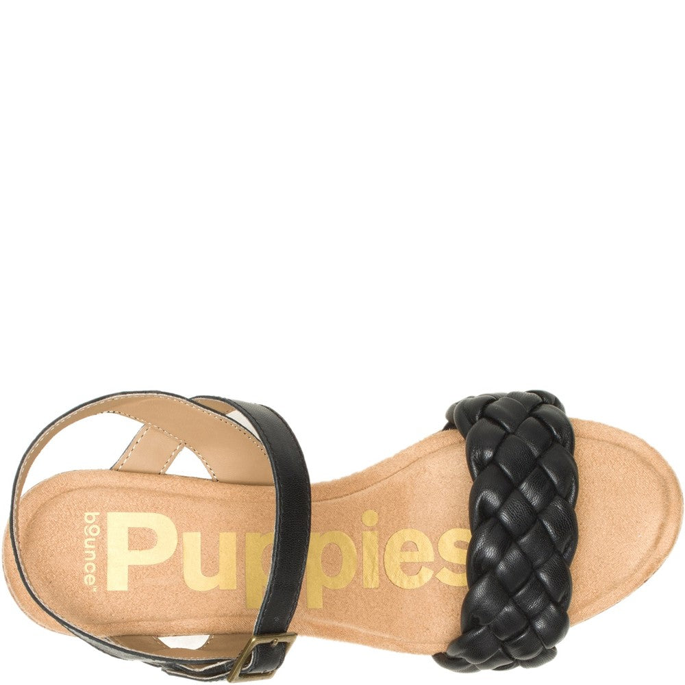 Ladies Heeled Sandals Black Hush Puppies Poppy Quarter Strap Sandal