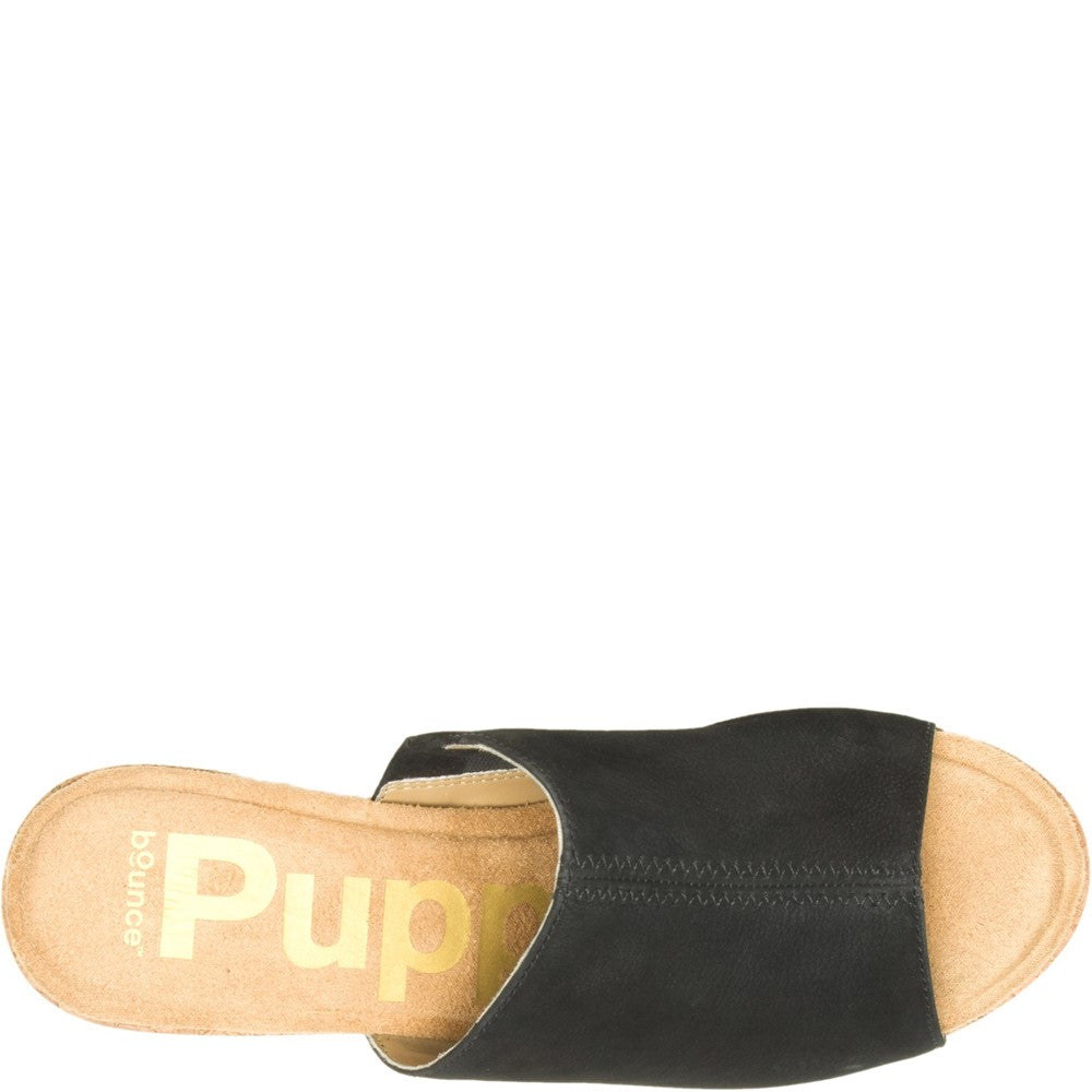 Ladies Heeled Sandals Black Hush Puppies Poppy Slide