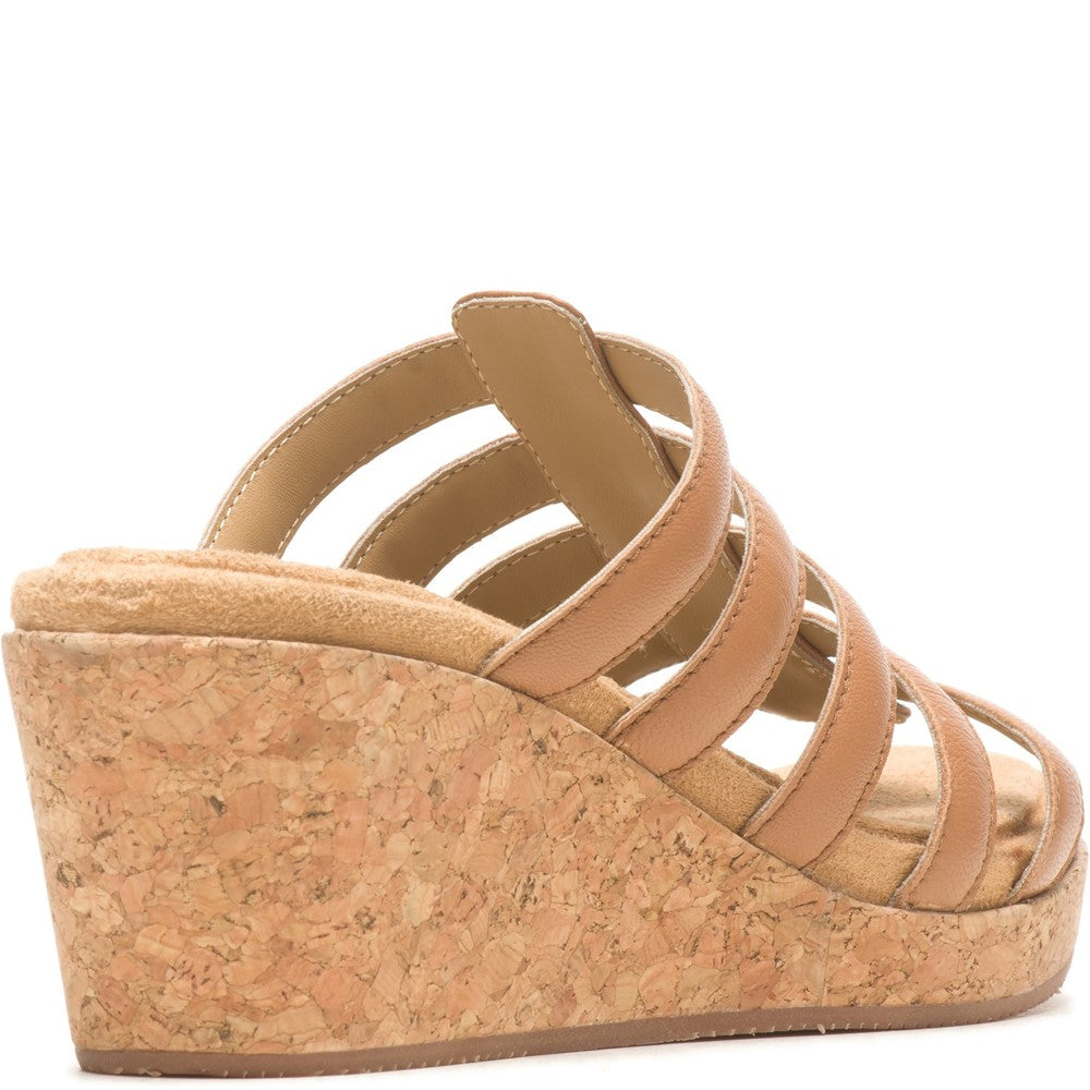 Ladies Heeled Sandals Tan Hush Puppies Willow Slide