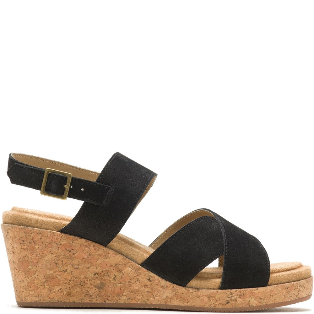 Ladies Heeled Sandals Black Hush Puppies Willow X Band