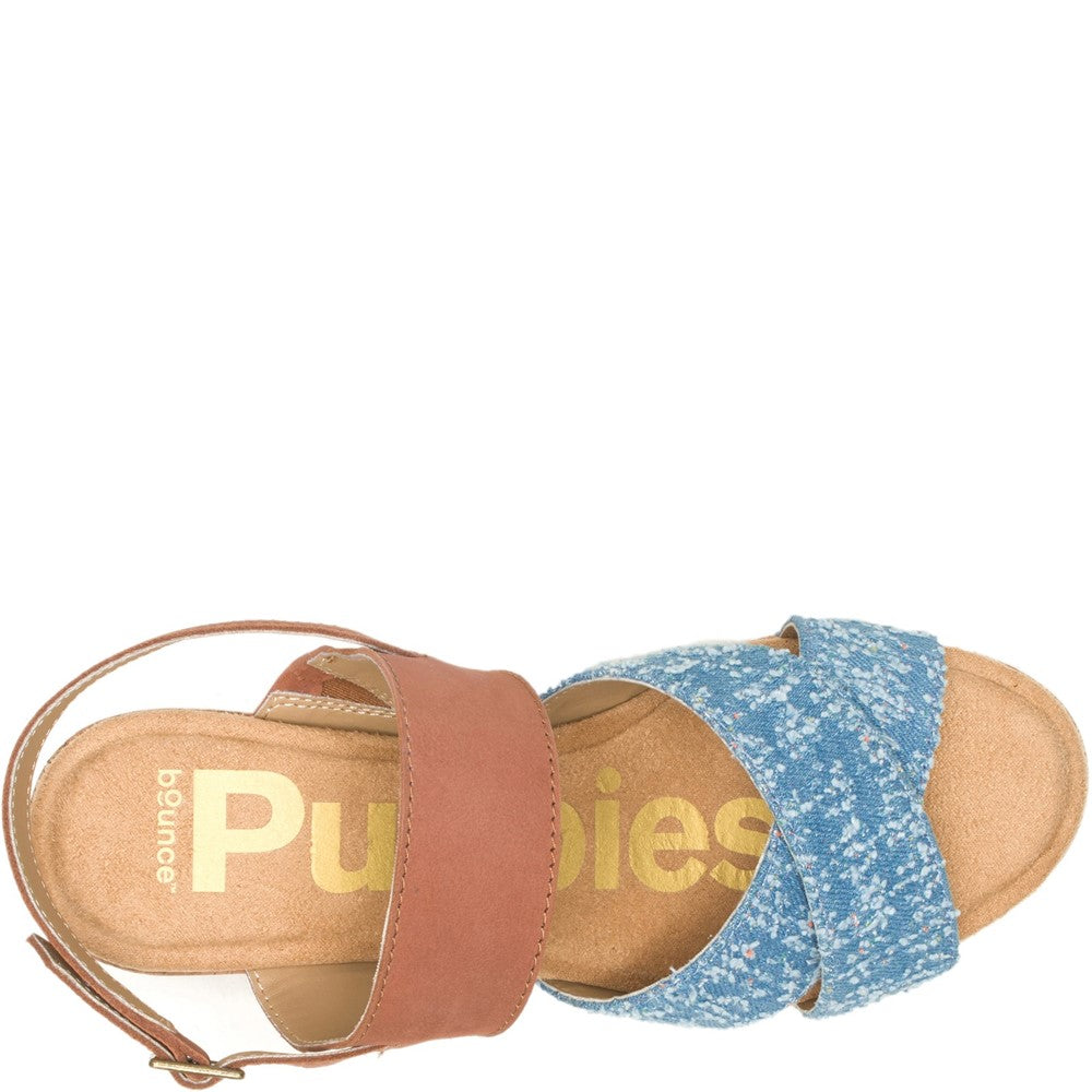 Ladies Heeled Sandals Denim Hush Puppies Willow X Band