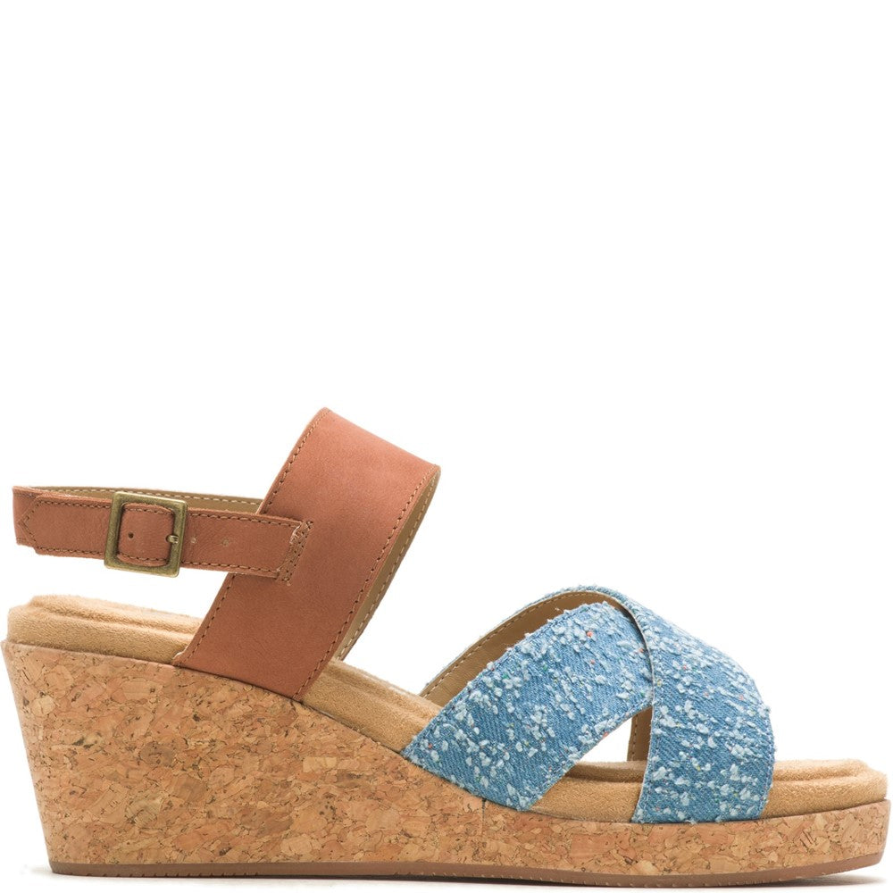 Ladies Heeled Sandals Denim Hush Puppies Willow X Band