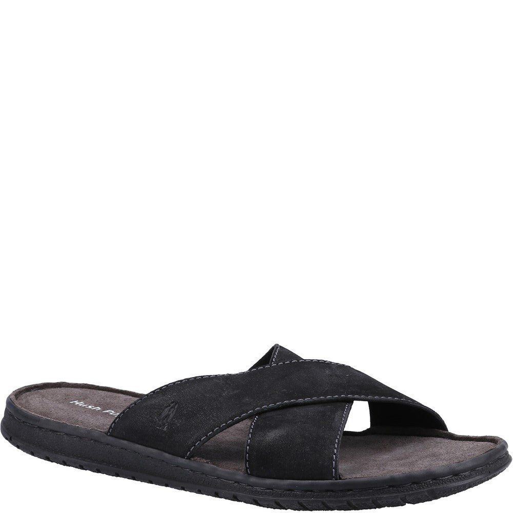 Sandal Mens Summer Black Hush Puppies Nile Cross Over Sandal