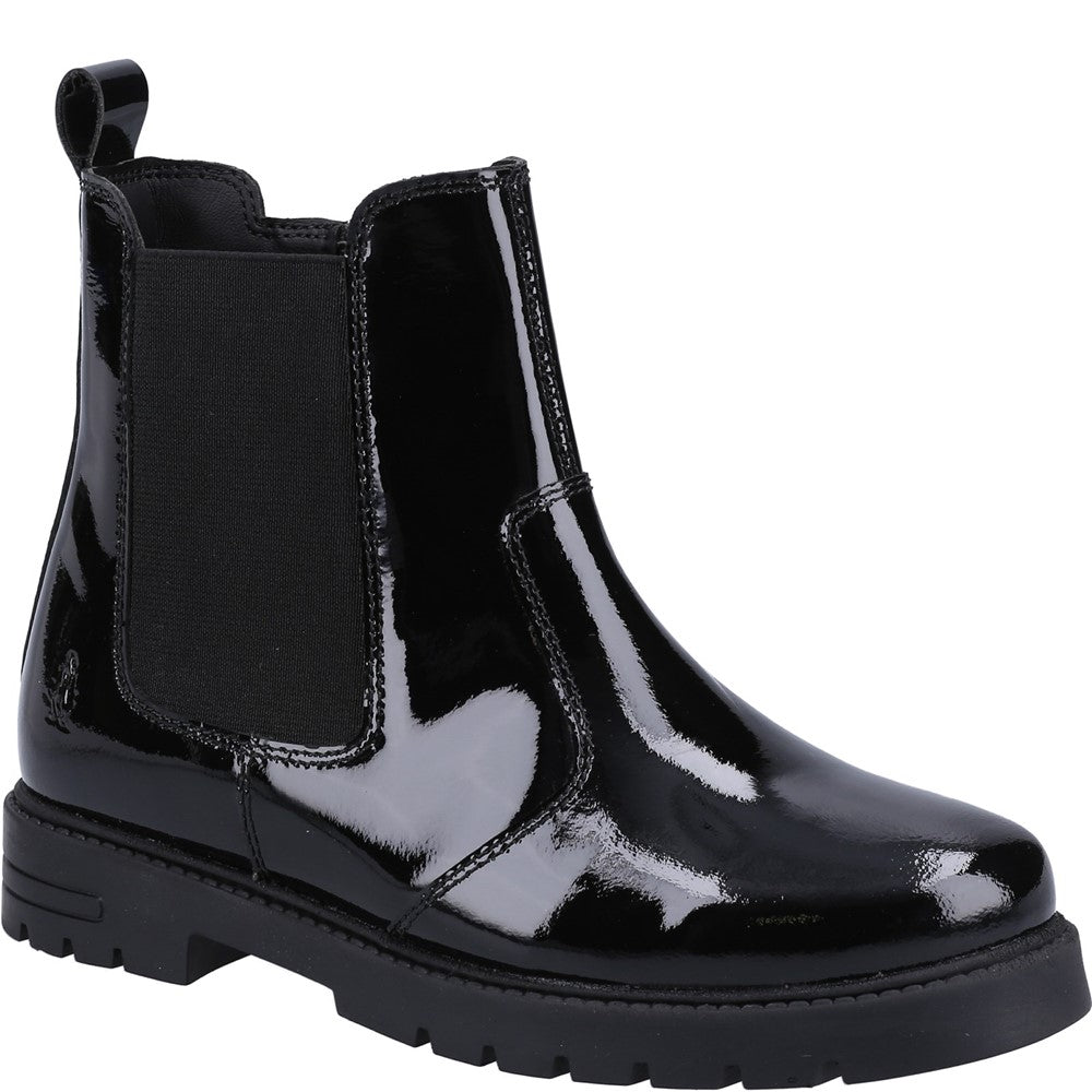 Black Laura Patent Junior School Boots