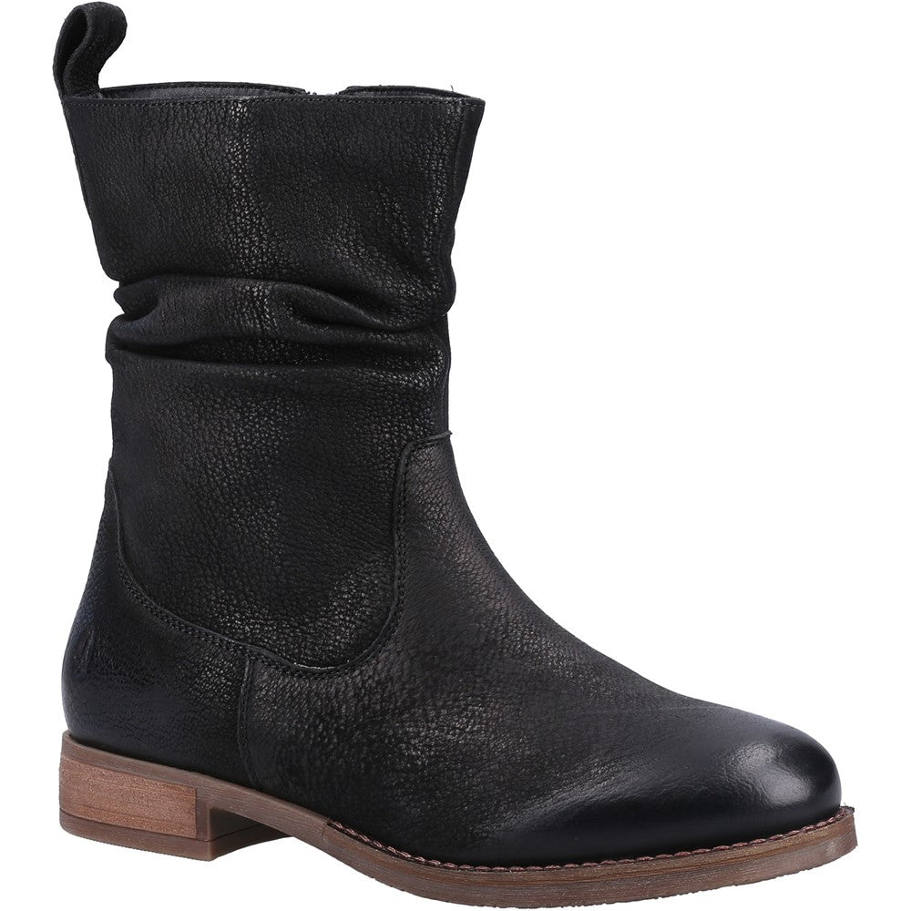 Ladies flat black leather boots online