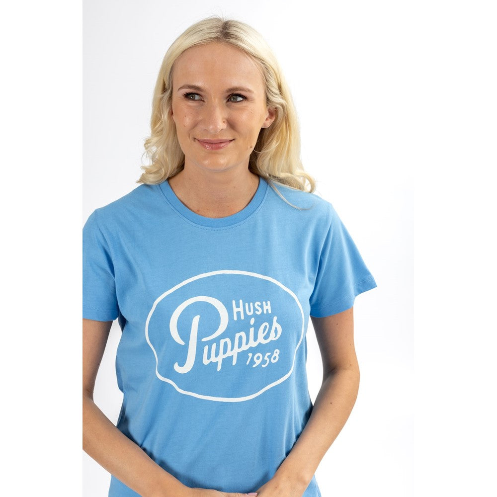 Womens Hush Puppies Blue Retro Script Tee Hush Puppies UK