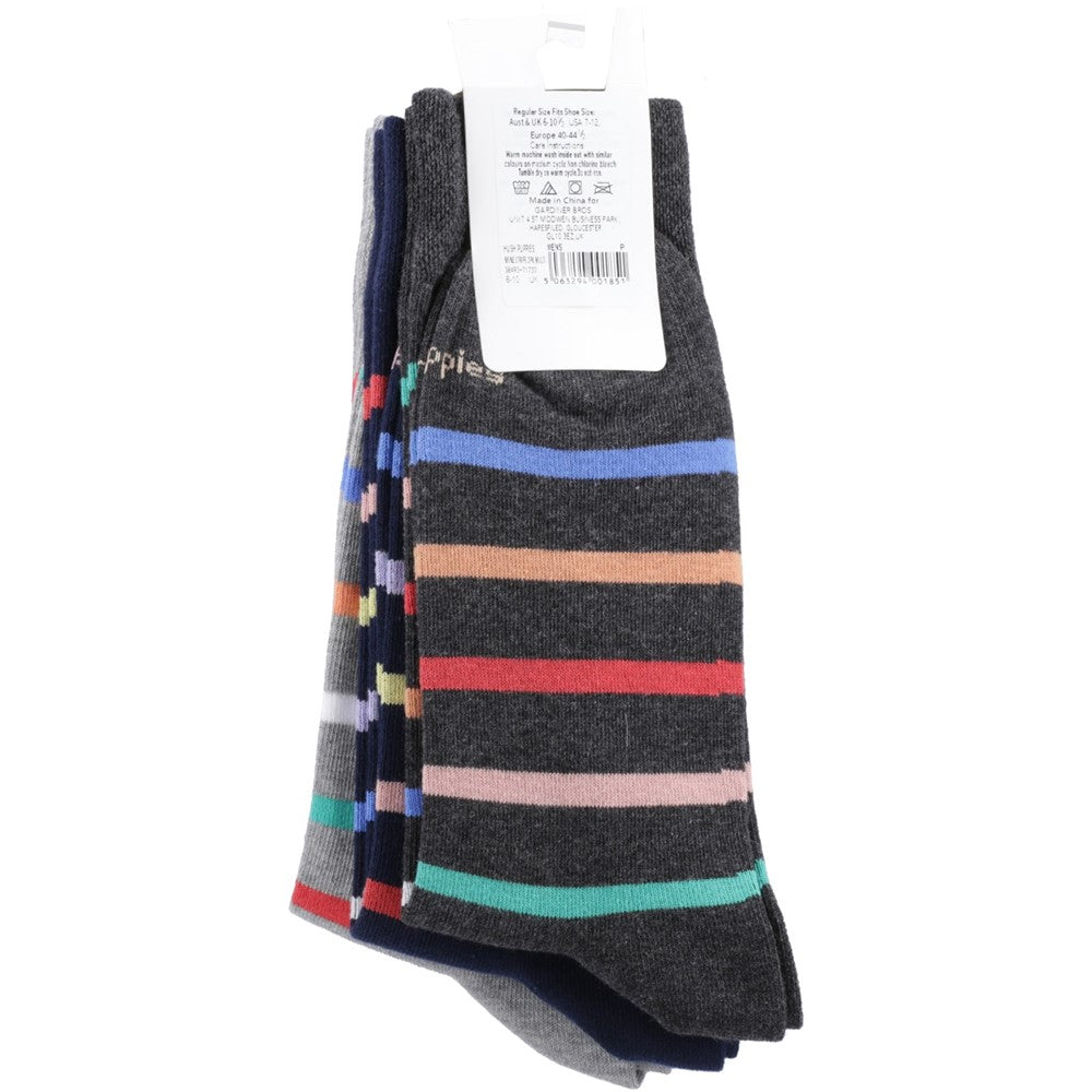 Socks Multicoloured Size 6-10 Hush Puppies MENS STRIPE 3 PK 6-11