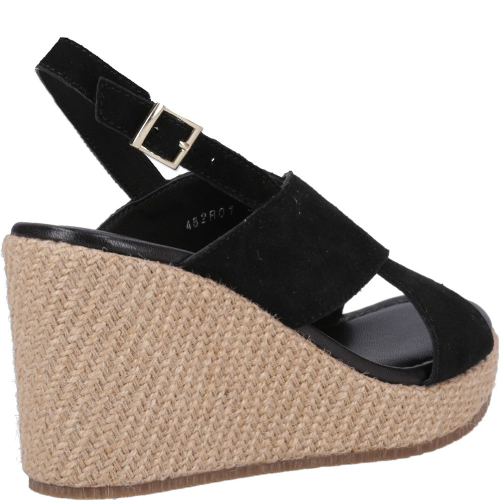 Ladies black wedge fashion sandals uk