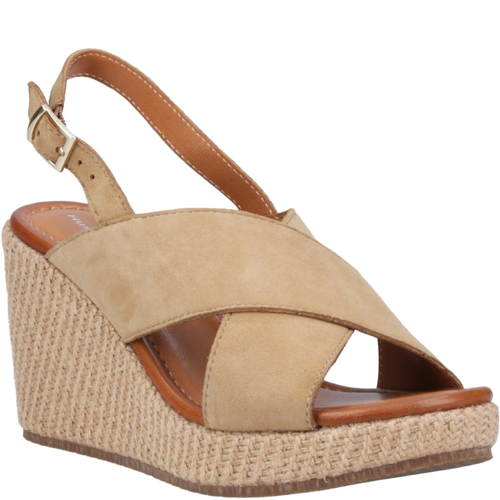 Ladies Heeled Sandals Taupe Hush Puppies Perrie Wedge Sandal