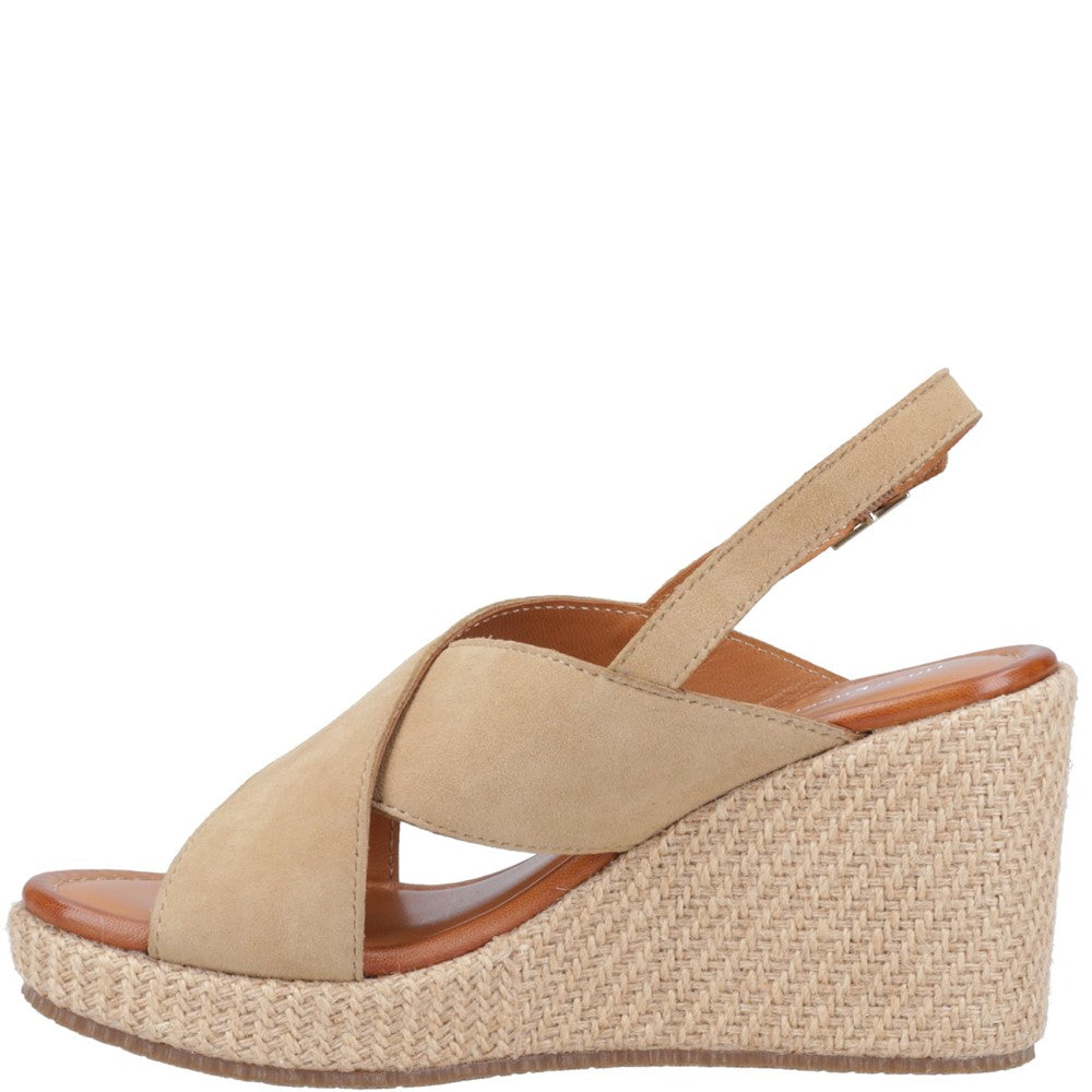 Ladies Heeled Sandals Taupe Hush Puppies Perrie Wedge Sandal