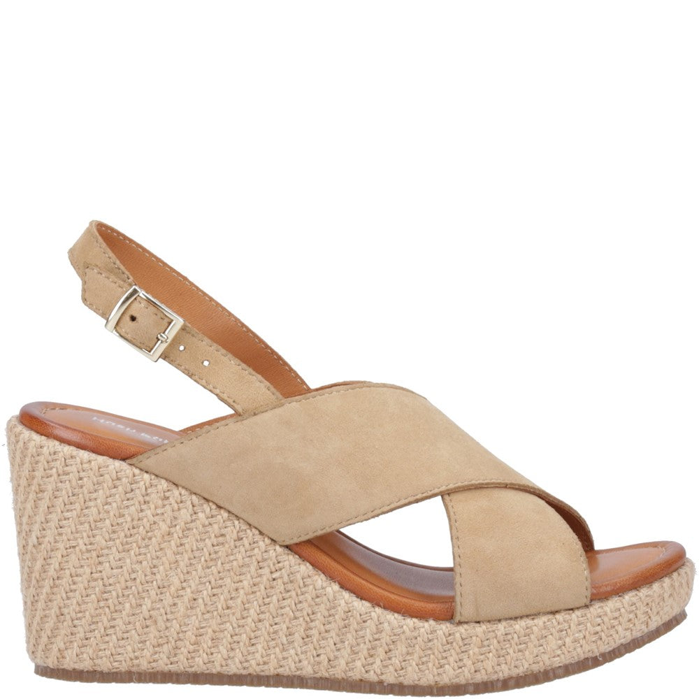 Ladies Heeled Sandals Taupe Hush Puppies Perrie Wedge Sandal