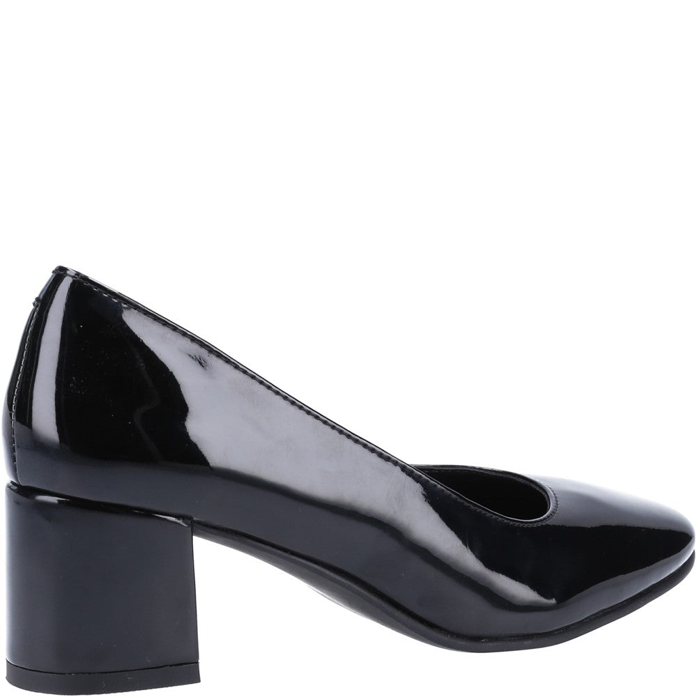 Court Ladies Shoes Black Hush Puppies Anna Wide Patent Shoe