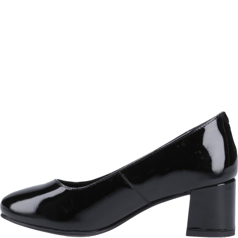 Court Ladies Shoes Black Hush Puppies Anna Wide Patent Shoe