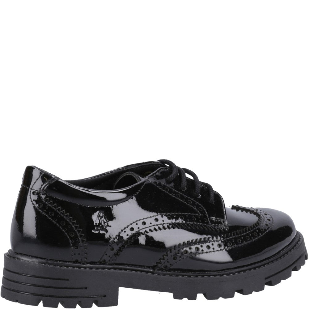 Girls BTS Black Hush Puppies Maxine Patent Senior Shoe