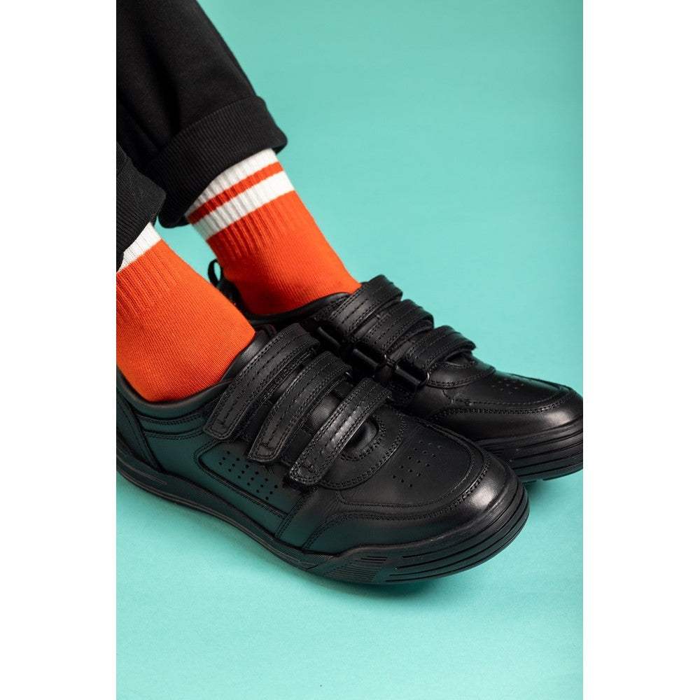 Boys BTS FLFR Black Hush Puppies Scott Junior Shoe