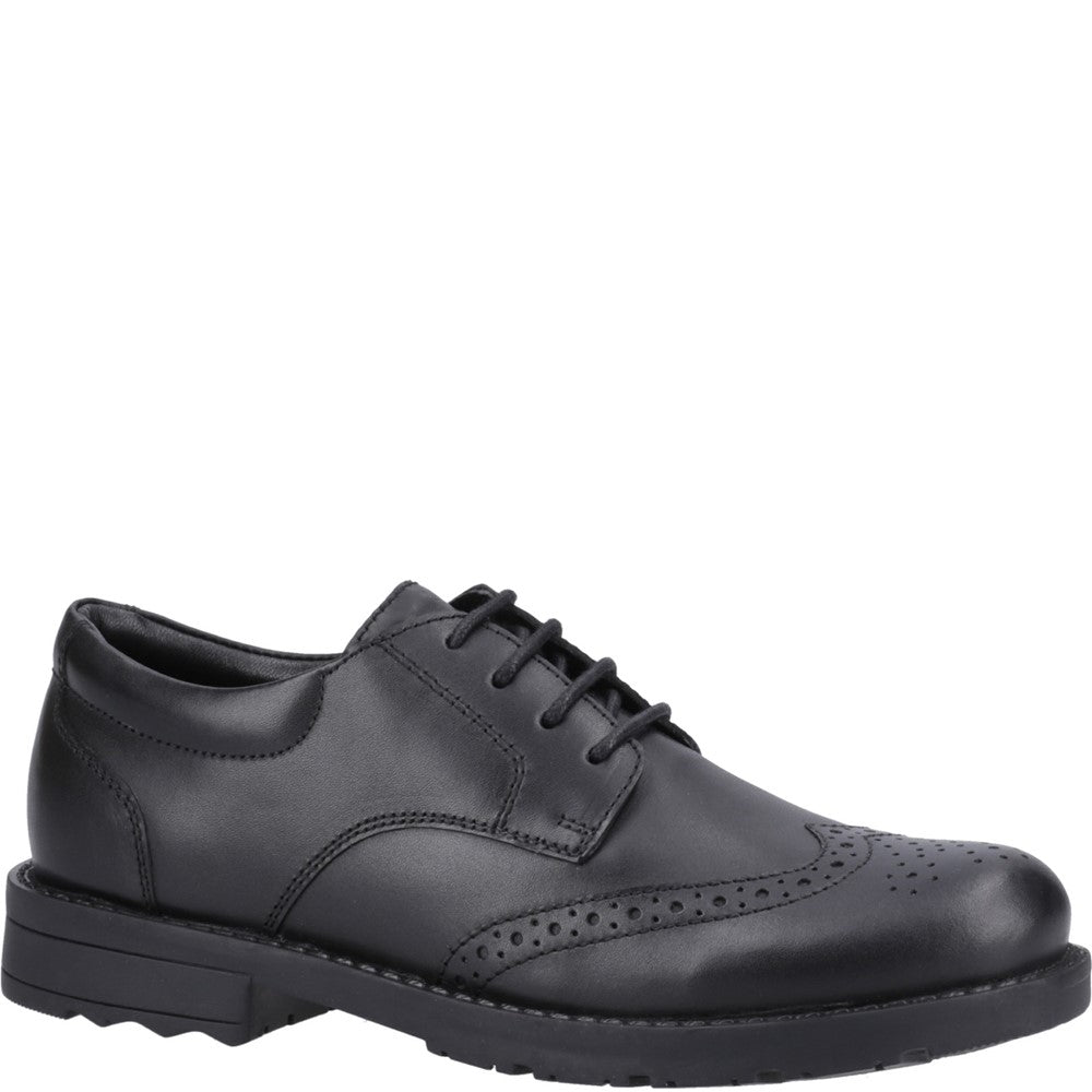 Boys BTS Black Lace Up Hush Puppies Brian Senior Shoe