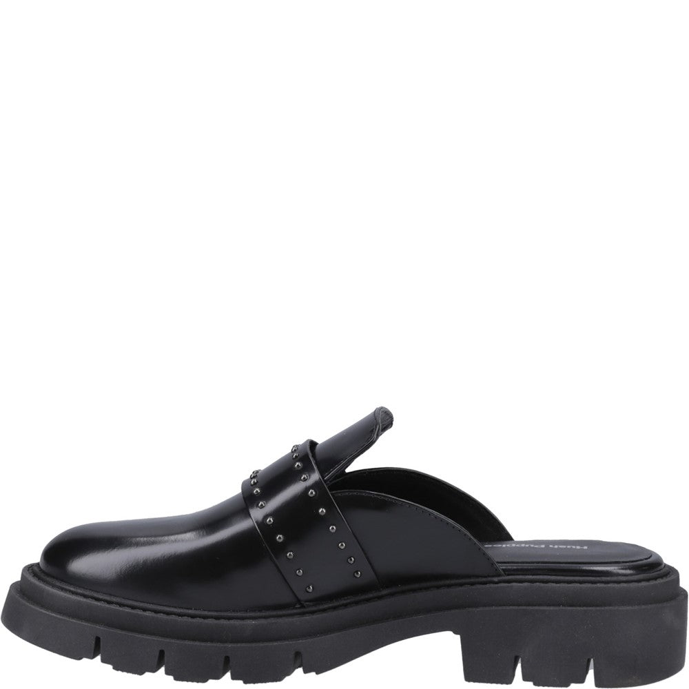 Slip On Ladies Shoes Black Hush Puppies Nicole Studded Mule