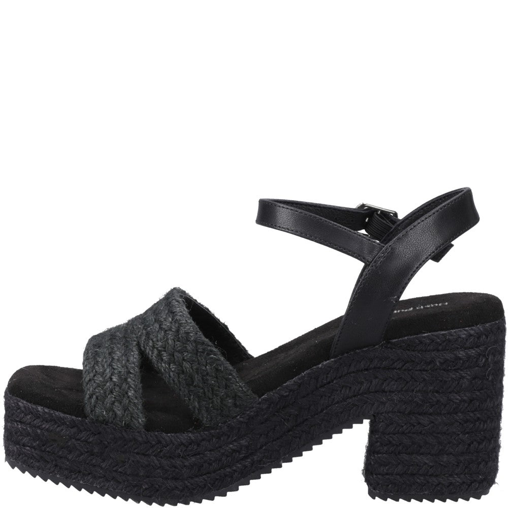 Ladies Heeled Sandals Black Hush Puppies Jamelia Espadrille Heel Sandal