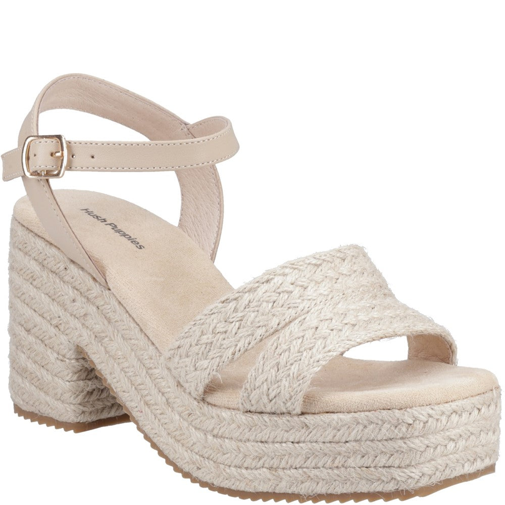 Ladies Heeled Sandals Nude Hush Puppies Jamelia Espadrille Heel Sandal